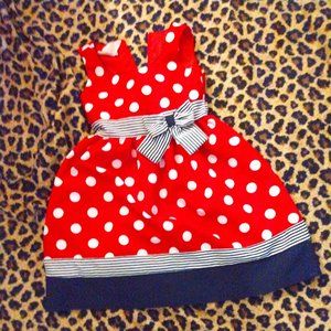 Bonnie Jean Dress Girls Size 6x White Polka Dots Polyester